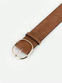 1 Piece Minimalist Style Round Buckle Strap With Holes Suitable For Dresses Summer, Autumn School, Autumn, Halloween, Excellent Material, Fine Workmanship, Lightweight And Durable, Retro Aesthetics, Surface Texture, Business Casual, Simple And Elegant, Gift For Best Friends, Family, Friends, Elders, Birthday Gift, Christmas Gift, Halloween Gift, Valentine's Day Gift, Easter Gift, New Year Gift, Graduation Gift, Back To School Gift - 駝色 - 查看 4