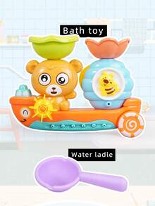 Baby Bath Toy Shower Spinning Toy, Infant Bathtub Water Spray Toy, Toddler Bath Time Spinning Shower Toy, Parent-Child Interactive Fun Toy, Children's Gift, Birthday Gift - Bear Bathroom Boat (with 1 Spoon) - View 8