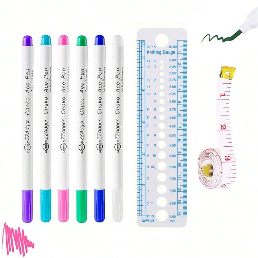 12支装水溶性消失笔,水溶性布料记号笔,缝纫艺术DIY描图刺绣用品,蓝紫色,缝纫标记和描图工具 - 彩色 - 查看 1