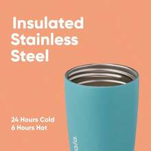XZGB SmoothSip Slider Insulated Stainless Steel Coffee Tumbler Reusable Iced Coffee Cup Hot Coffee Travel Mug  12 Oz Grey/Blue Beachy Breeze - BeachyBreeze - 查看 4