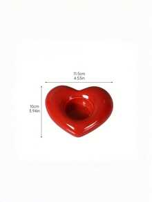 1pc Modern Minimalist Ceramic Candle Holder, Heart-Shaped Design, Smooth Glaze, Creative Tea Light Candle Holder, Suitable For Valentine's Day/Wedding/Holiday Tabletop Decor, Home Dining Table Display Accessory, Ceramic Heart-Shaped Candle Tray, Holiday Atmosphere Decorative Item - Multicolor - View 11