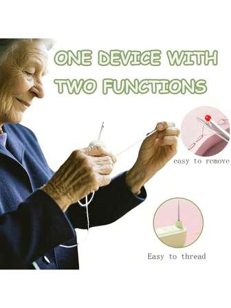 1pcPack Of 1 2-In-1 Threader & Needle Remover, Multifunctional Quick Stitching & Unstitching Tool, Sewing Needle Threader For Seniors, In Assorted Colors