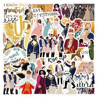 55pcs Hamilton Musical Theatre Graffiti Stickers, Suitable For Water Bottles, Laptops, Phones, Skateboards, Guitars, Suitcases, Scrapbooks, Helmets, Party Supplies Decoration