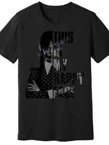 Retro Wednesday Addams Dies Is My Happy Face T-Shirt 932367 Funny Men's Short Sleeve T-Shirt Black PR2 - Black - View 1