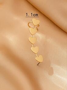 1件时尚优雅五边形长款吊坠耳环，适合女性日常及派对佩戴。 - 金黃色心型耳環耳夾 - 查看 6