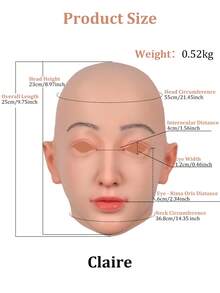 Cute Girl Cosplay Silicone Full Head Mask With Realistic Skin Texture, See-Through Vision And Audio Function, Suitable For Costume, Christmas, Halloween, Home Use, Private Party And Masquerade Ball, Unisex - Multicolor - View 4