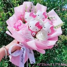 Sanrio 三丽鸥毛绒香皂花束玫瑰娃娃，Hello Kitty 节日礼物，Hello Kitty 永生逼真玫瑰花束，Hello Kitty 娃娃圣诞节家居婚礼装饰情人节礼物 - 彩色 - 查看 11