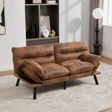 Modern Chenille-Zweisitzer Mit Ergonomischem Design, Luftdurchlässiger Sitzfläche, Verstellbarer Rückenlehne Und Armlehnen Sowie Metallbeinen Für Optimalen Comfort Und Stabilität. - Coffee Brown - View 7