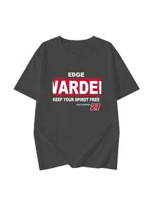 Round Neck Short Sleeve T-Shirt, Summer New Digital Pattern And Letter Print, Fashionable Casual Loose Women's Top - Dark Gray - View 3