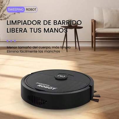 Robot limpiador 3 en 1: aspiradora y trapeador, succión potente, 60 min de autonomía, delgado, bajo nivel de ruido, ideal para pelo de mascotas, suelos duros y limpieza diaria, cambio automático de dirección al encontrar obstáculos - barrido aleatorio, batería de litio de 400 mAh, carga por USB, limpiador de pelo de mascotas