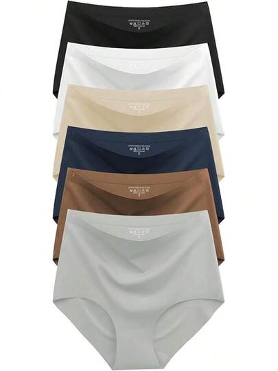 TendenciaRopa interior para mujer, sin costuras, cintura alta, elásticos, sedosos, transpirables, cobertura completa, paquete de 6Calidad premium