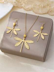 2件/3件套首饰套装，欧美风格女士可调节手镯、手链和戒指套装，蜻蜓项链耳环，蛇形设计个性化手链配饰