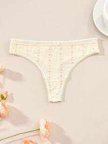 5pcs Women's Panties Set, Minimalist Cute Cotton Panties, Floral Hollow-Out Thong - Multicolor - View 7