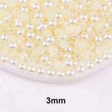 Fancy Multi Colors, 2MM-10MM, 7 Sizes , Flatback Half Round ABS Pearls , Glue On Jewelry Beads Stones Diamond 3D Pattern Design Accessories Glitter Manicure Decal Decorations For Clothes,Bag,Shoes,Cups,Phone Covers,Handicrafts,Diy Trim. - Z24 Beige - View 14