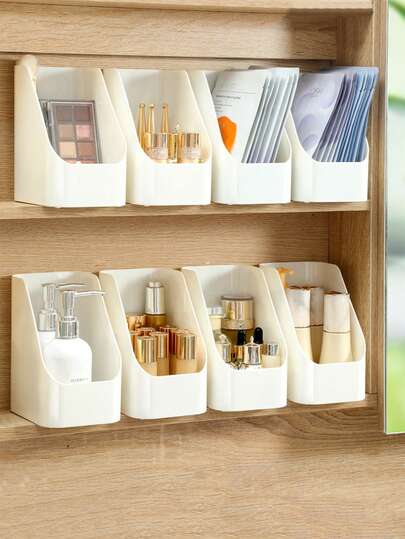 1/2个斜角塑料收纳盒，梳妆台收纳盒，可收纳化妆品、护肤品、遥控器、电视、书桌、卧室、客厅物品