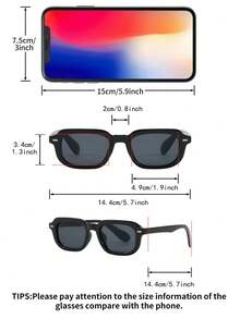 1 par de gafas de hombre de montura cuadrada negra de PC, de unicolor minimalista, de estilo callejero vintage y personalizadas - Negro - Ver 4