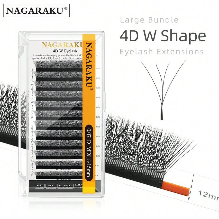 1 件 NAGARAKU 4D W 睫毛 0.07 C/D 预制 4D W 扇形睫毛延长 自然柔软黑色/棕色 W 型睫毛 仿貂皮单根睫毛 随机包装 睫毛簇、睫毛簇、单根睫毛、睫毛、假睫毛