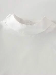 Women's Long Sleeve Blouse With Detachable Oversized Bow, French Puff Sleeves, Stand Collar, Office/Casual Wear, Suitable For Work, Daily, New Year And Various Occasions - White - View 4