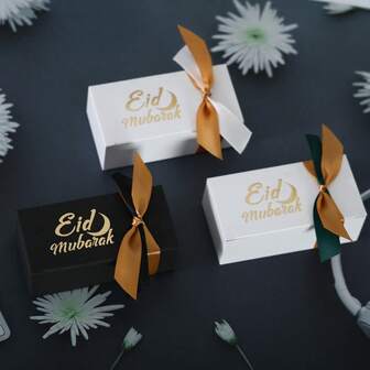 10 piezas Caja de regalo de chocolate Eid Mubarak Decoración de Ramadán Caja de embalaje de regalo Festival musulmán Feliz Eid Al-Fitr Fiesta
