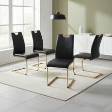 4 Black Chairs With Gold Legs