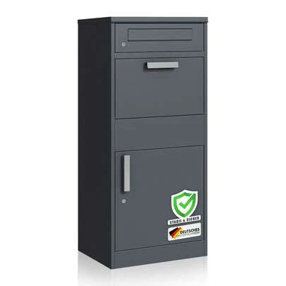 Floordirekt Paketbox und Briefkasten Francois - Rostfrei & Massiv - XXL Paketbriefkasten - Moderner Standbriefkasten Abschließbar - in Anthrazit