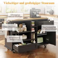 Dining Cart (129 X X 92), Modern And Simple Black, Kitchen Dining Cart With Drawers And Storage Cabinets, Light Brown Wood Countertop (Previous Sku: N620P19312829S) - Black + MDF - View 10