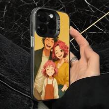 Funda de Teléfono Color Claro Diseño de Retrato Familiar de Dibujos Animados Para  14 Pro Max  13  Galaxy S23 S22 Opción de Regalo Ideal Para Todas las Temporadas - Negro - Ver 4