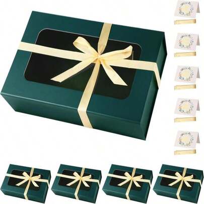 TIACABO Green Large Gift Box With Window, 13.5"X9"X4.3" Bridesmaid Boxe For Gifts Giving,Birthday Gift Boxes With Magnetic,Closure Lid Gifts Box For Presents,Cute Boxe,Luxury For Gift Packaging