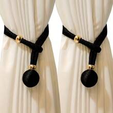 Window Curtain Tie Set Of 2 With Adjuster For Wall Curtain Fixing, Curtain Back Strap, Curtain Pull Back, Curtain Hook, Curtain Tie, Multi-Color Curtains - Multicolor - View 2