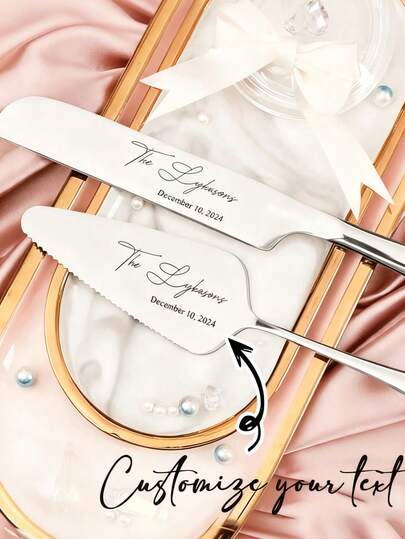 2 Peças Conjunto de Faca de Bolo Personalizada de Aço Inoxidável com Gravação, Ferramentas de Corte de Bolo com Cabo de Cristal Personalizado, Adequado para Casamento, Espátula de Bolo, Cortador de Pizza e Queijo, Utensílios de Cozimento. A Faca de Bolo de Aço Inoxidável Personalizada pode ser Gravada, Comprimento da Faca: 33,5cm/13,2 pol., Comprimento da Espátula: 27,5cm/10,8 pol. Conjunto de Faca e Servidor de Bolo de Casamento, Material de Aço Inoxidável, Moderno e Fofo, Colorido, Personalizável, Único, Presente Ideal para Amigos, Família e Escritório.