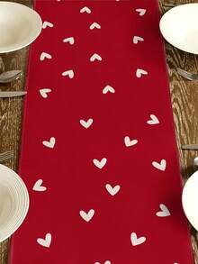 1件情人节心形图案桌旗，情人节家居装饰桌旗，室内/室外派对用品，房间装饰，适用于情人节家居厨房装饰和圣诞派对装饰 - 彩色 - 查看 5