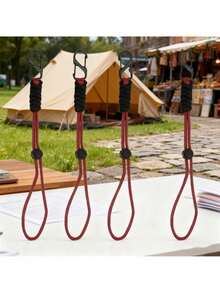 (4 Pieces Per Pack) Woven 24cm Umbrella Rope Keychain Zinc Alloy S-Shaped Mountaineering Buckle - Multicolor - View 2