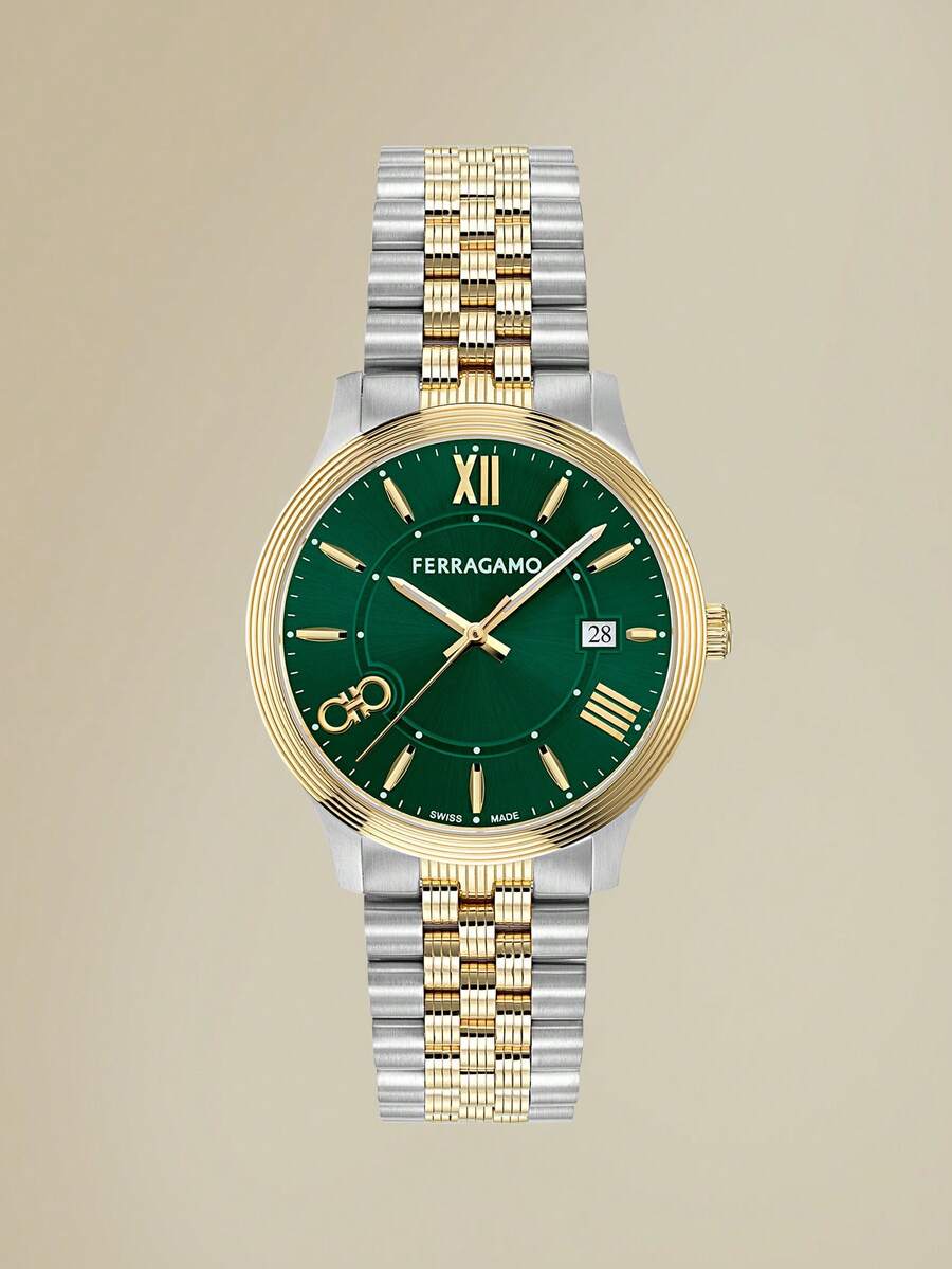 Salvatore Ferragamo Swiss Duo Stainless Steel Bracelet Watch For Women Men Unisex Watch Casual Dress Watches Gift For Women Men 40mm - 彩色 - 查看 1