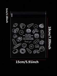 200pcs/100pcs Bread Bags, Toast Bags, Bread Wrapping Bag, Self-Adhesive Bag, Baking Food Fruit Packaging, Self-Adhesive Sealing Bag, Home Room Kitchen Storage Supplies Back To School - Clear - View 3