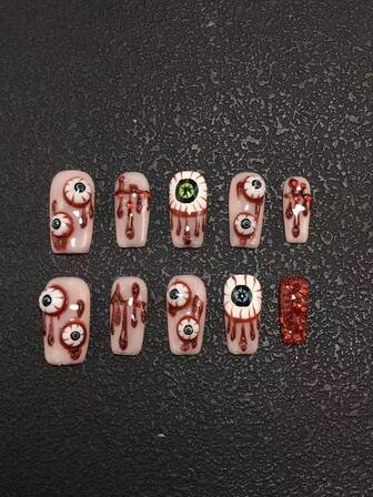 10 Pieces Of Handcrafted Nail Embossing 2.5mm Square Nail Shape French Gradient Hand-Painted Multicolor 3D Carving Technology Multicolor Decoration Multi-Purpose Suitable For Women To Wear Available In Three Sizes Suitable For Various Occasions, Parties, Dances, And Daily Wear