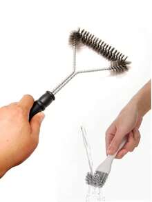 2pcs Barbecue Cleaning Brush Set, Stainless Steel Grill Cleaning Brush With Handle, Reusable Metal Bristles, Non-Stick Barbecue Accessories, Suitable For Garden Outdoor Grilling, Efficient Maintenance Of Grill, Barbecue Accessories, Post-Party Cleaning Items, Christmas Party Post-Cleaning Items - Multicolor - View 7