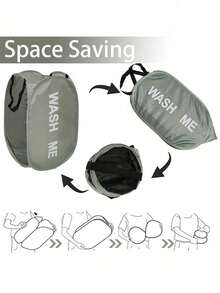 Foldable Mesh Laundry Basket With Carrying Handles, Large Side Pocket For Children's Room, Student Dorm, Caravan, Cruise Ship, Gray Closet Organizer, College Dorm Essentials, Clothes Organizer, Storage Organizer, Laundry Bag, Washing Machine Bag, For Dirty And Clean Clothes, Bras, Bedroom Accessories, Closet Organization And Storage Garment Bag Waterproof Bag Storage Bags Clothes Storage Clothes Bag Packing Cubes Travel Essentials Travel Organizer - Multicolor - View 5