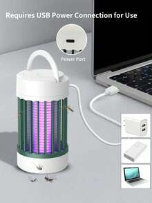 1件 360°電動蚊子殺手燈，附黑光，USB供電/USB+電池雙用，室內/室外蚊子驅趕燈，便攜式光觸媒蚊子殺手燈，UV LED昆蟲捕捉燈，無化學成分，靜音運行 - 彩色 - 查看 7