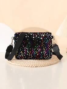 时尚荧光亮片女士手提包，简约斜挎手机包 - 彩色 - 查看 3