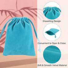 Velvet Gift Bags, 20 Pack 2.8 X 3.6 Inch Velvet Drawstring Jewelry Pouches Mini Gift Packaging Bag For Wedding Favor Party Birthday Festivals, Peacock Blue,2.8x3.6Inch,PeacockBlue - 孔雀藍 - 查看 4
