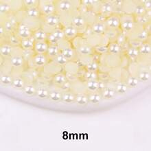 Fancy Multi Colors, 2MM-10MM, 7 Sizes , Flatback Half Round ABS Pearls , Glue On Jewelry Beads Stones Diamond 3D Pattern Design Accessories Glitter Manicure Decal Decorations For Clothes,Bag,Shoes,Cups,Phone Covers,Handicrafts,Diy Trim. - Z24 Beige - View 16