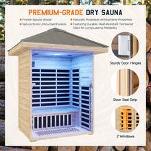 Outdoor Infrared Sauna For Home, Spruce Wood Dry Sauna 1/2/4 Person, Low EMF 2645W/240V Design With Tourmaline Stone Foot Warmer, 7-Color Light Therapy & Dual Bluetooth Speakers - 2 Person Outdoor Sauna - View 6