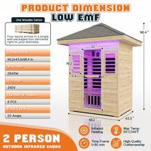 Outdoor Infrared Sauna For Home, Spruce Wood Dry Sauna 1/2/4 Person, Low EMF 2645W/240V Design With Tourmaline Stone Foot Warmer, 7-Color Light Therapy & Dual Bluetooth Speakers - 2 Person Outdoor Sauna - View 8