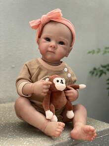 Bettie Doll head 1-4 1个18英寸可爱贝蒂女婴娃娃，全身可水洗，柔软乙烯基材质，栩栩如生，手工涂绘，防水柔软触感，包含服装、奶瓶、安抚奶嘴，是送给家人的收藏礼物和纪念品 | 逼真的儿童娃娃 | 细节逼真，重生娃娃 - 彩色 - 查看 6