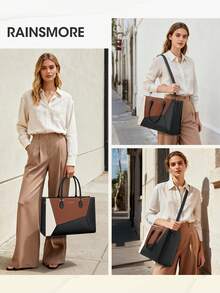 Waterproof Laptop Tote Bag For Women: 15.6 Inch Large Work Bag For Teachers & Office Professionals, Business Computer Briefcase With Organizer Pockets - Đen, nâu và trắng - Xem 7