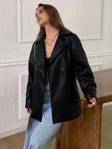 Livesso 女士休闲系带翻领西装外套，常规版型，秋季款