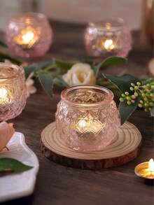 Bộ 6/12 chân nến màu hồng, chân nến tealight thủy tinh màu hồng, thích hợp trang trí bàn tiệc cưới, tiệc cô dâu, tiệc trà phong cách Boho, quà tặng tiệc cưới, trang trí nhà cửa, trang trí tiệc màu hồng, Ngày Valentine. - Hồng - Xem 5