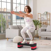 HOMCOM Height Adjustable Aerobic Step Platform With 3 Levels (10/15/20) Indoor And Outdoor Fitness Trainer, Load Capacity Up To 150 Kg, Red (On Site) - 1 - View 7