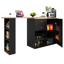 360° Rotating Standing Desk (105 X 39 X 102 Frame) With 4 Drawers And Open Shelves, Suitable For Dining Room/Office/Living Room, White - Black + MDF - View 3
