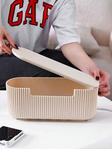 1pc Cable Management Box, Power Strip Organizer, Desktop Wire Organizer, Charging Cable Holder, Plastic Multi-Function Desktop Storage Box - Multicolor - View 7